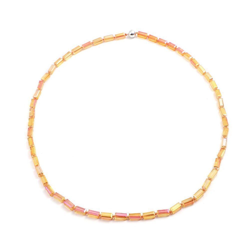 Simulated Champagne Aurora Borealis Color Topaz Beaded Necklace